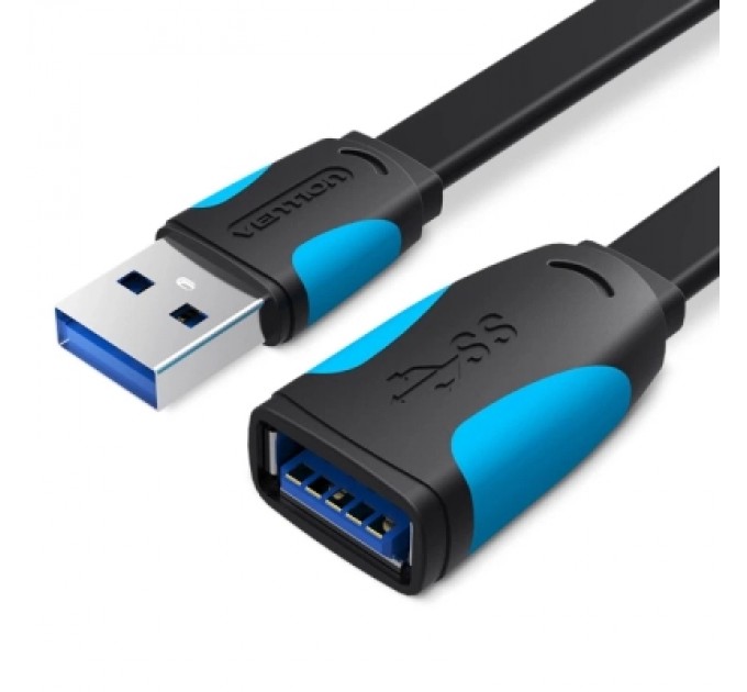 Дата кабель Flat USB3.0 Extension Cable 2M Black VENTION (VAS-A13-B200)