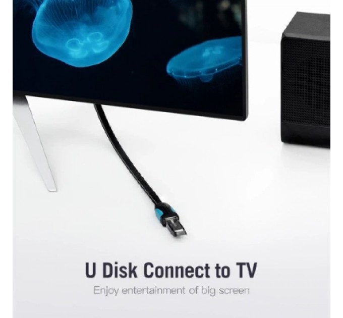 Дата кабель Flat USB3.0 Extension Cable 2M Black VENTION (VAS-A13-B200)