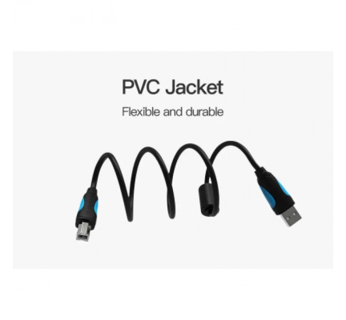 Дата кабель USB2.0 A Male to B Male Print Cable 1M Black VENTION (VAS-A16-B100)