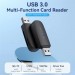 Зчитувач флеш-карт 2-in-1 USB 3.0 A Card Reader(SD+TF) Black Dual Drive Letter VENTION (CLGB0)