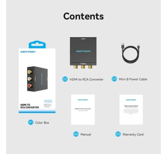 Конвертор HDMI to RCA Converter Black Metal Type VENTION (AEEB0)