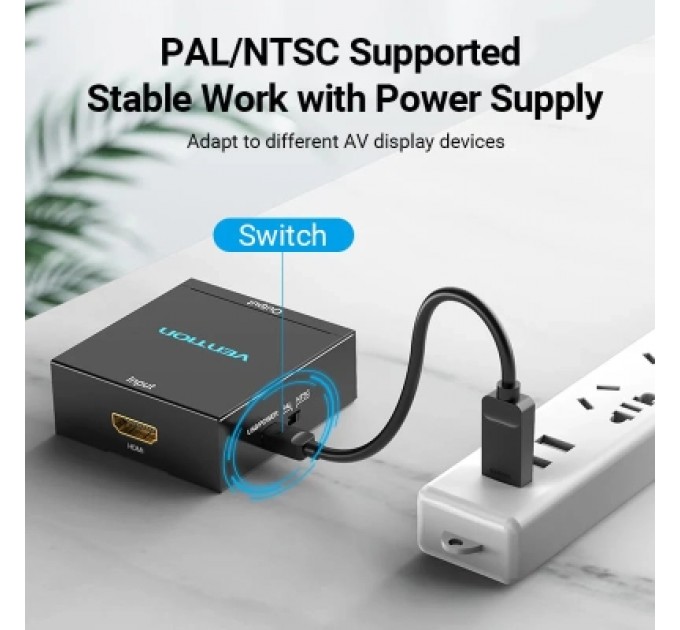 Конвертор HDMI to RCA Converter Black Metal Type VENTION (AEEB0)