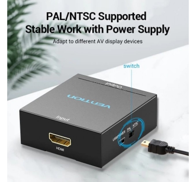 Конвертор HDMI to RCA Converter Black Metal Type VENTION (AEEB0)