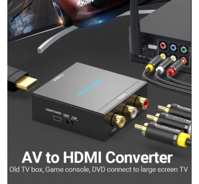 Конвертор RCA to HDMI Converter Black Metal Type VENTION (AEFB0)