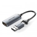 Перехідник HDMI-A to USB-C/USB-A Video Capture Card 0.1M Gray VENTION (ACWHA)