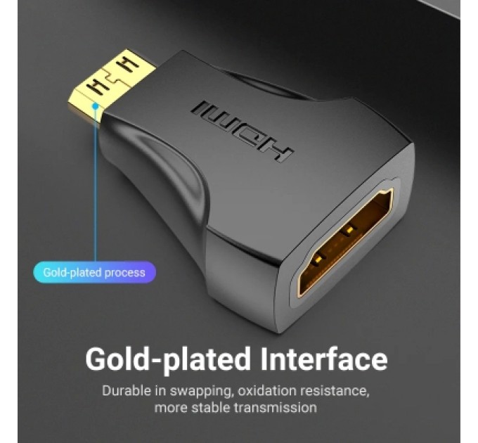 Перехідник Mini HDMI Male to HDMI Female Adapter Black VENTION (AISB0)