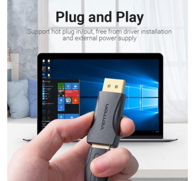 Перехідник DisplayPort Male to HDMI Female Adapter Black VENTION (HBOB0)