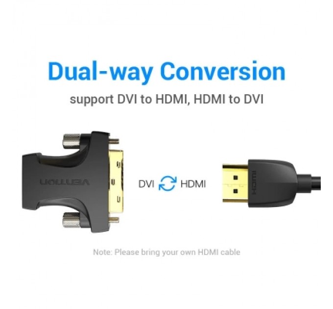 Перехідник HDMI Female to DVI (24+1) Male Adapter Black VENTION (AILB0)