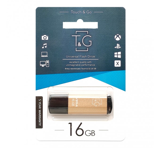 Флеш-накопичувач USB 16GB T&G 121 Vega Series Gold (TG121-16GBGD)