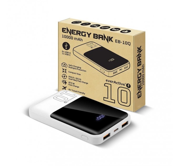 Універсальна мобільна батарея everActive EB-10Q 10000mAh White