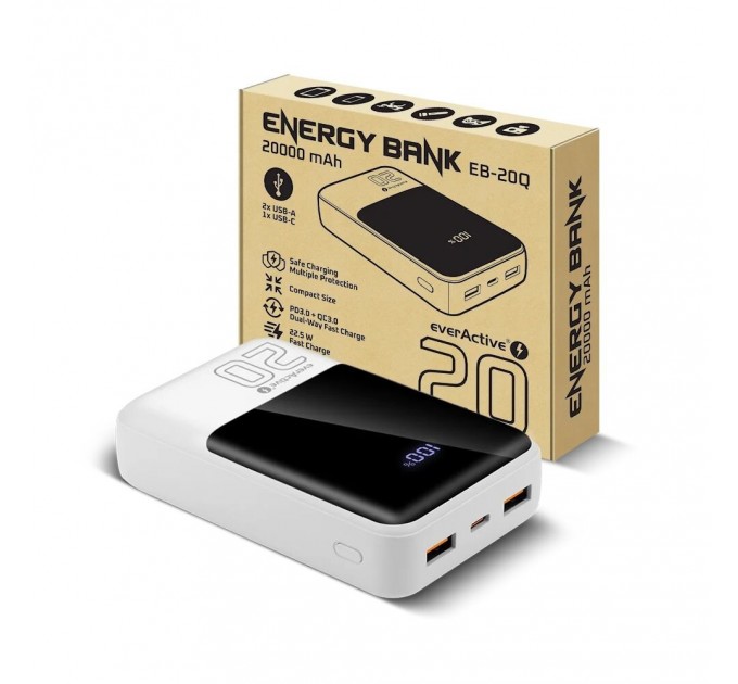 Універсальна мобільна батарея everActive EB-20Q 20000mAh White