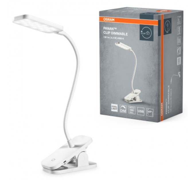 Настільна лампа Osram PANAN CLIP SQUARE DIM USB WT (4099854507496)