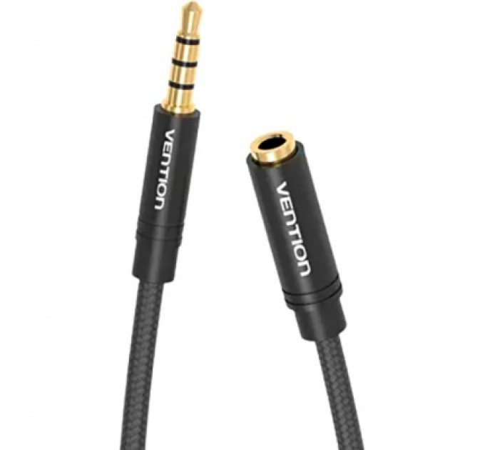 Кабель мультимедійний 3.5mm M to 3.5mm F 1.0m black Vention (BHBBF)