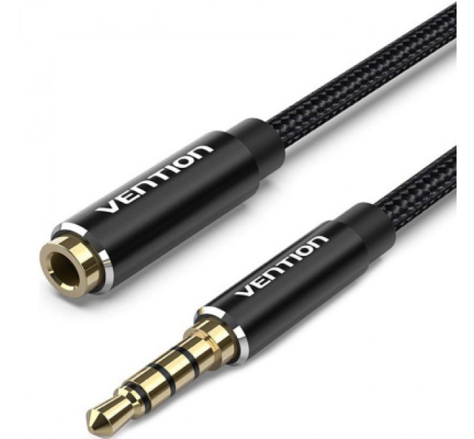 Кабель мультимедійний 3.5mm M to 3.5mm F 1.0m black Vention (BHBBF)