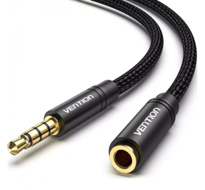 Кабель мультимедійний 3.5mm M to 3.5mm F 1.0m black Vention (BHBBF)