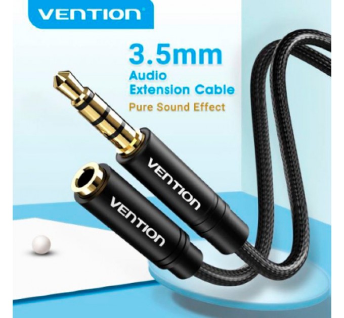 Кабель мультимедійний 3.5mm M to 3.5mm F 1.0m black Vention (BHBBF)