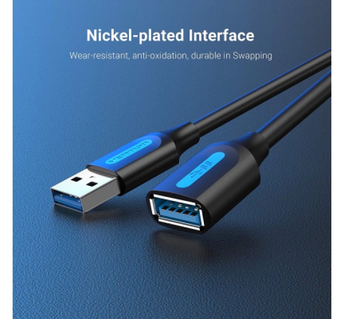 Дата кабель USB 3.0 AM/AF 1.5m black Vention (CBHBG)