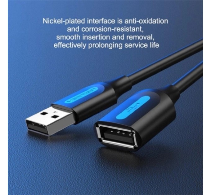 Дата кабель USB 2.0 AM/AF 2.0m black Vention (CBHBH)