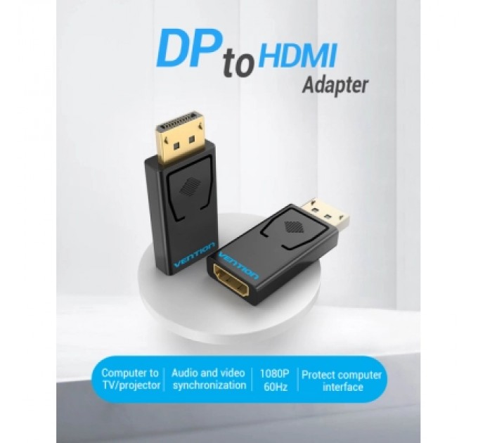 Перехідник DP Male to HDMI Female black Vention (HBKB0)