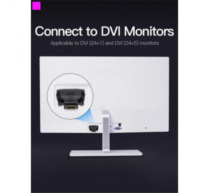 Перехідник DVI(24+1) Male to HDMI Female black Vention (ECDB0)