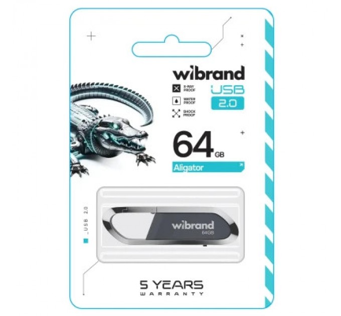 Wibrand USB флеш накопичувач Wibrand 64GB Aligator Grey USB 2.0 (WI2.0/AL64U7G)