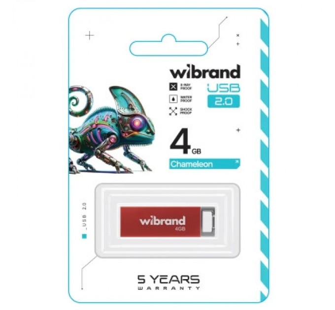 Wibrand USB флеш накопичувач Wibrand 4GB Chameleon Red USB 2.0 (WI2.0/CH4U6R)