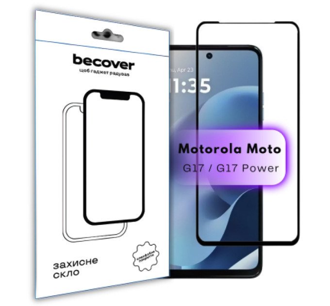 BeCover Скло захисне BeCover Motorola Moto G17 / G17 Power Black (715137)