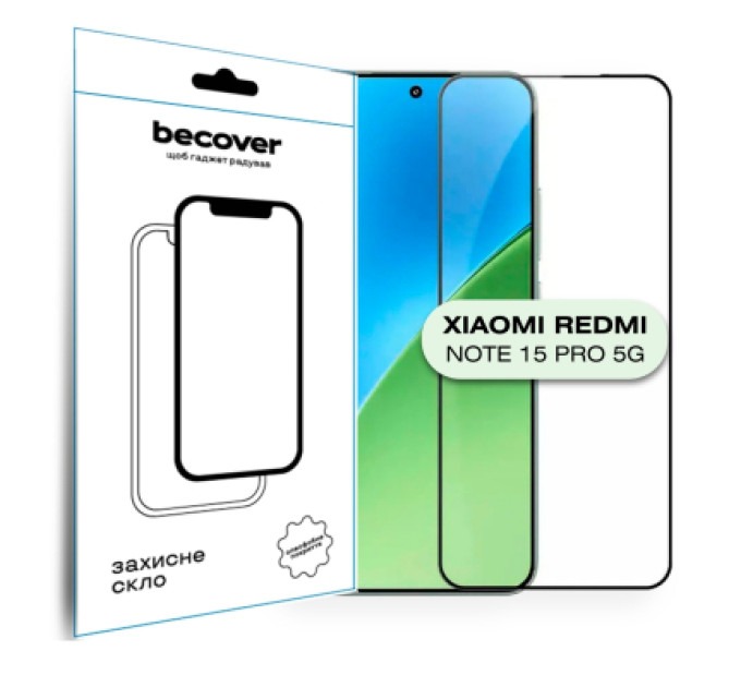 BeCover Скло захисне BeCover Xiaomi Redmi Note 15 Pro 5G Black (714891)