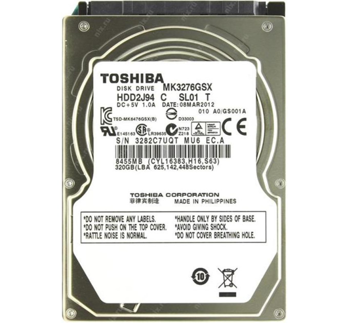 TOSHIBA_ Накопичувач HDD 2.5" SATA 320GB Toshiba 5400rpm 8MB (MK3276GSX) гар. 12 мiс. Refurbished