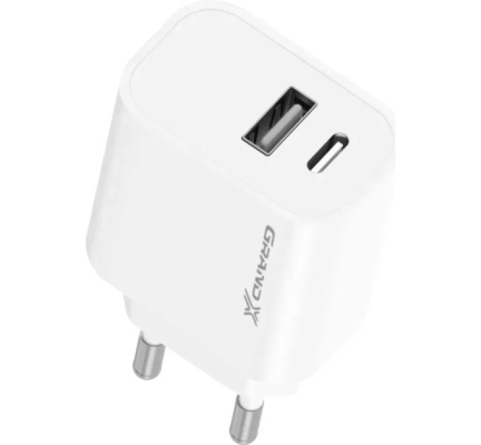 Grand-X Зарядний пристрій Grand-X 1xUSB-C + 1xUSB 10.5W white (CH-21W)