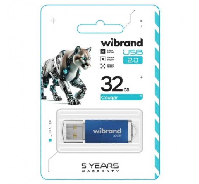 Wibrand USB флеш накопичувач Wibrand 32GB Cougar Blue USB 2.0 (WI2.0/CU32P1U)