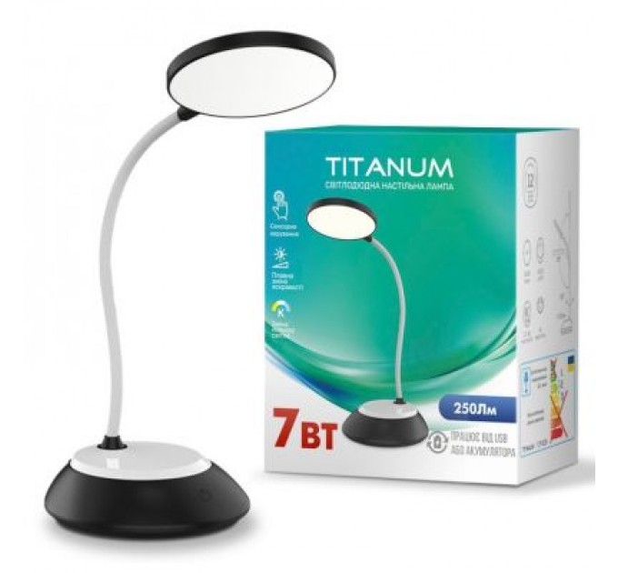 TITANUM Настільна лампа TITANUM LED DC3 7W 3000-6500K USB чорна (TLTF-022B)