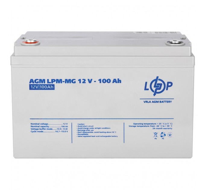 Акумуляторна батарея LogicPower 12V 100AH (LPM-MG 12 - 100 AH) AGM мультигель