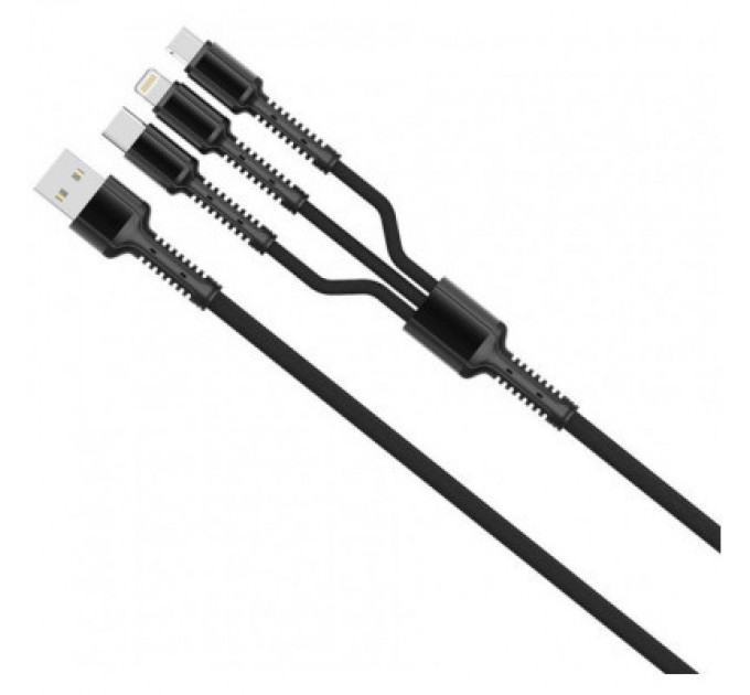 Дата кабель USB 2.0 AM to Lightning + Micro 5P + Type-C 4.0A (20W) ColorWay (CW-CBU3003-GR)