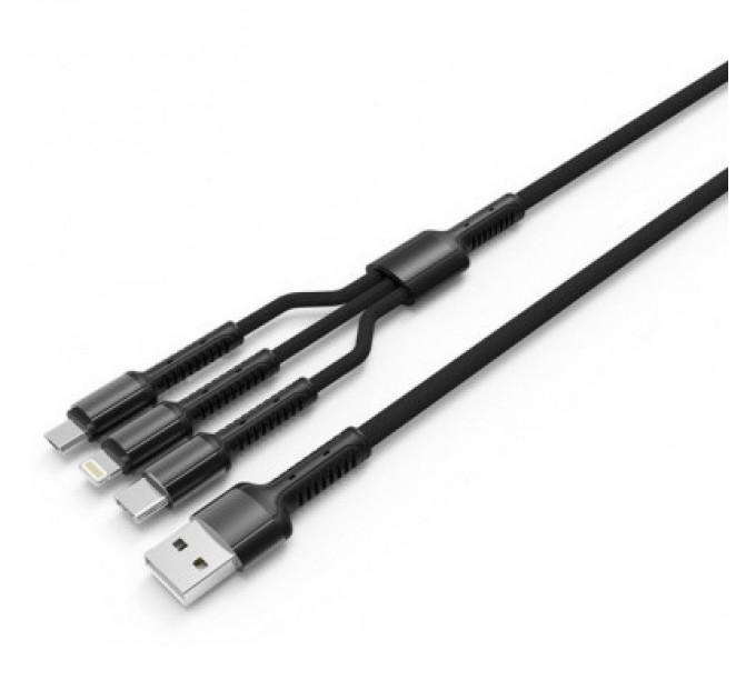 Дата кабель USB 2.0 AM to Lightning + Micro 5P + Type-C 4.0A (20W) ColorWay (CW-CBU3003-GR)