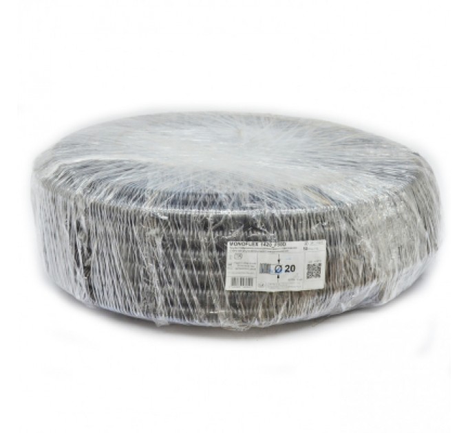 Труба гофрована з протяжкою D20/14.1 мм, PVC, УФ стійка, чорна, бухта 50м Kopos (1420D_F50D)