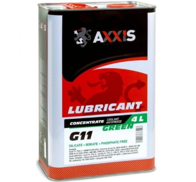 Антифриз AXXIS GREEN концентрат G11 (-80C)  4л (AX-2091)