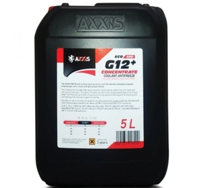 Антифриз AXXIS ECO-80C RED G12+ 5л (AX-P999-G12R ECO5l)