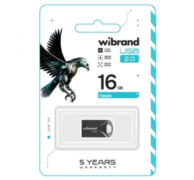 Wibrand USB флеш накопичувач Wibrand 16GB Hawk Black USB 2.0 (WI2.0/HA16M1B)