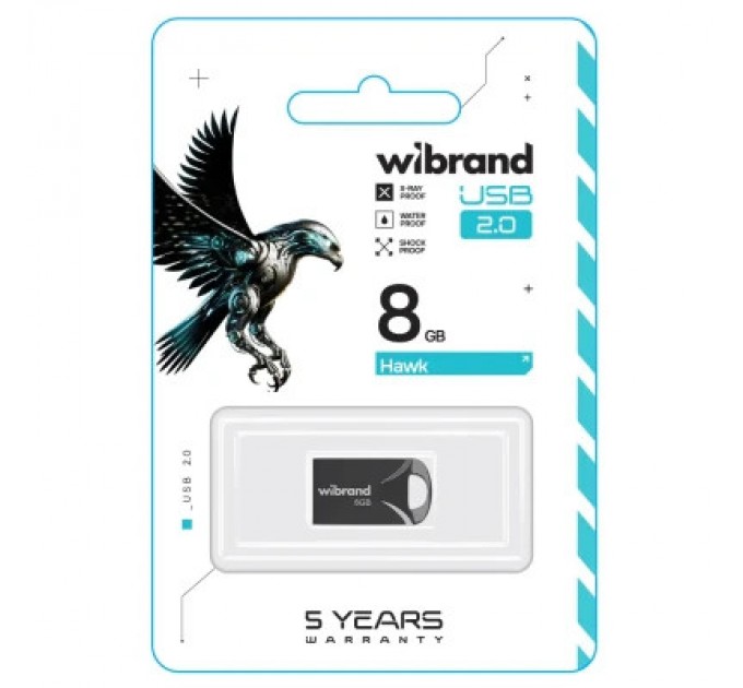 Wibrand USB флеш накопичувач Wibrand 8GB Hawk Black USB 2.0 (WI2.0/HA8M1B)