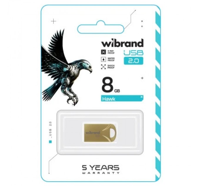 Wibrand USB флеш накопичувач Wibrand 8GB Hawk Gold USB 2.0 (WI2.0/HA8M1G)