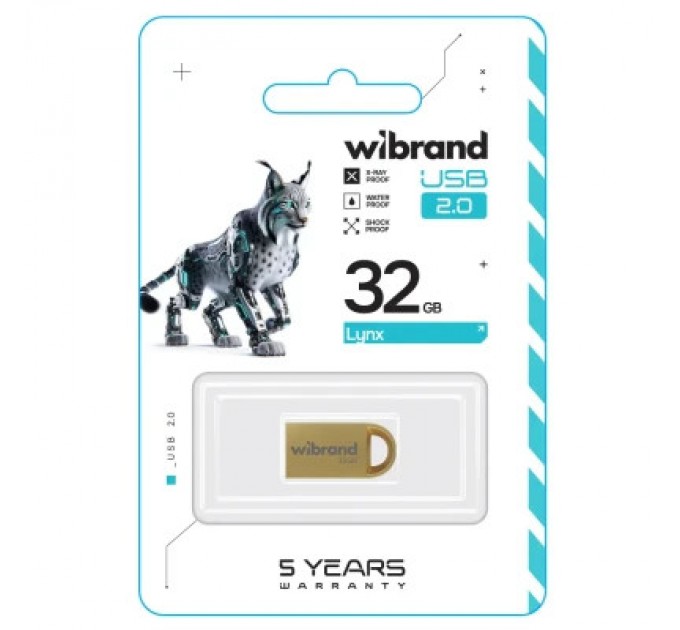 Wibrand USB флеш накопичувач Wibrand 32GB lynx Gold USB 2.0 (WI2.0/LY32M2G)