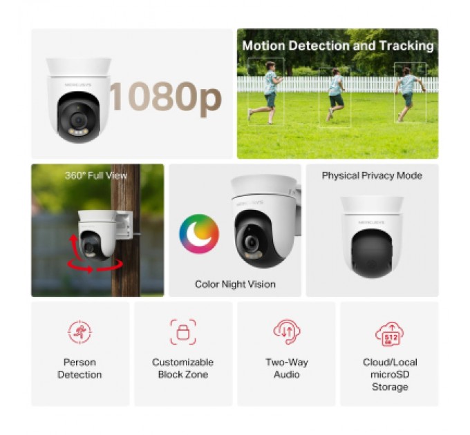 Камера відеоспостереження Mercusys IP-Камера MERCUSYS MC500 FHD N300 microSD motion detection, зовнішня (MC-500)
