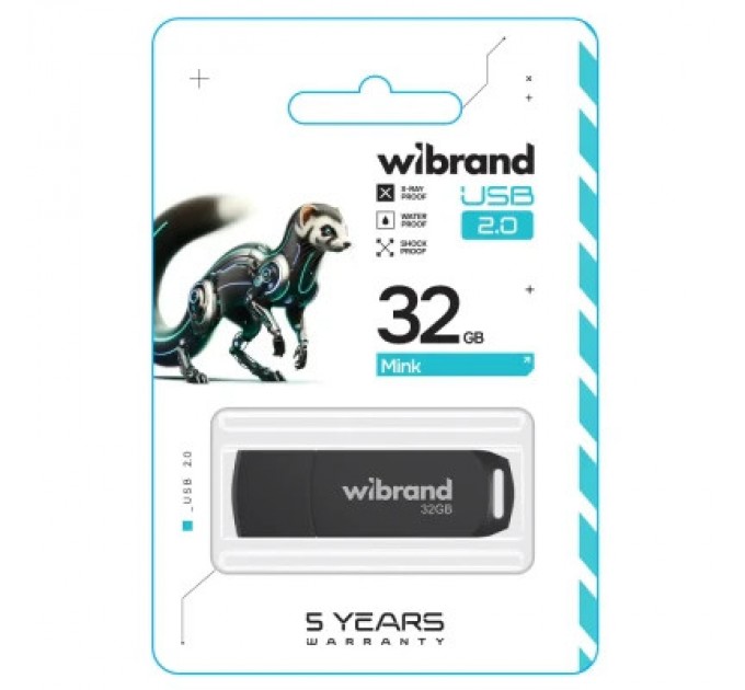 Wibrand USB флеш накопичувач Wibrand 32GB Mink Black USB 2.0 (WI2.0/MI32P4B)