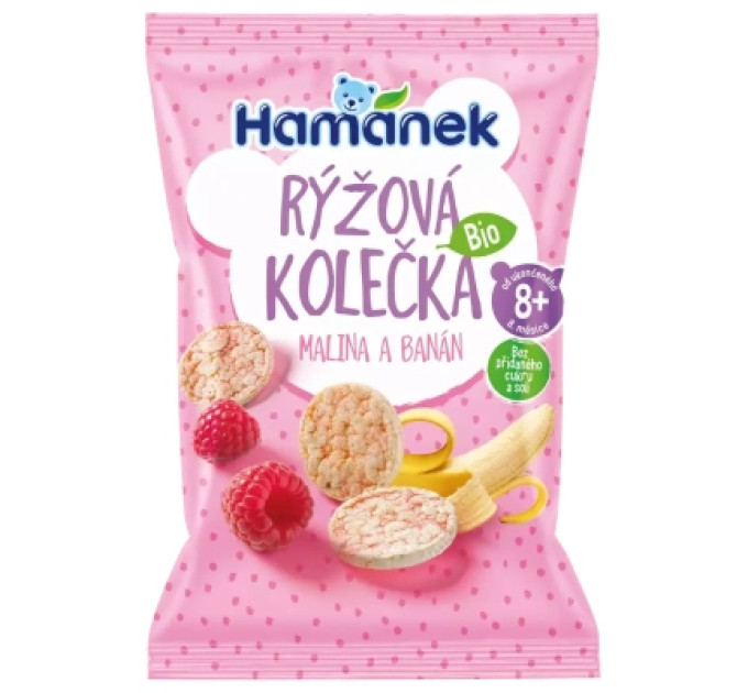 Hamanek Хлібці дитячі Hamanek Органічні рисові з малиною та бананом 35 г (1215302)