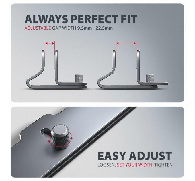 Вертикальна підставка для ноутбуків AXAGON STND-VG (розмір 10" – 17.3"), Сірий