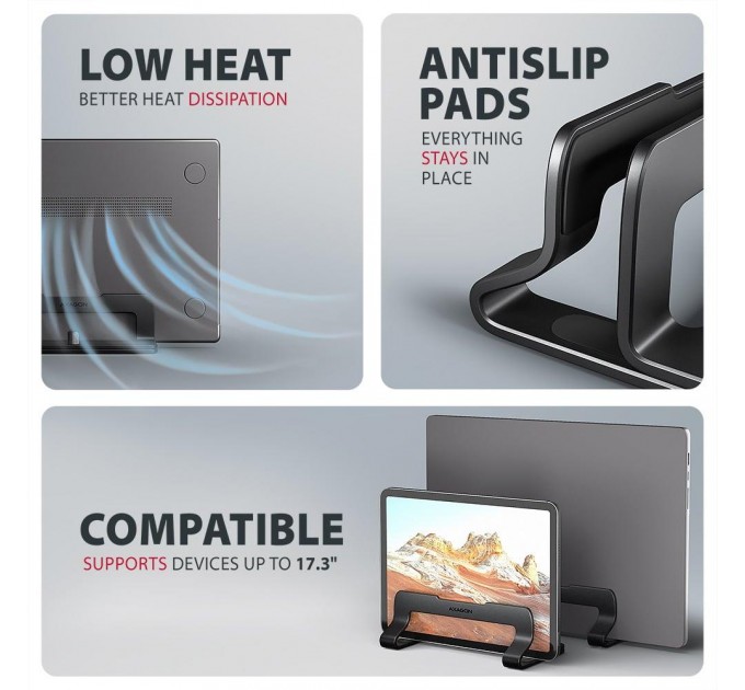 Вертикальна підставка для ноутбуків AXAGON STND-VB (розмір 10" – 17.3"), Чорний