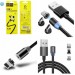Дата кабель USB 2.0 AM to Lightning + Micro 5P + Type-C magnetic black Denmen (DN-D09E-BK)