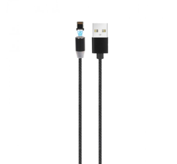 Дата кабель USB 2.0 AM to Lightning magnetic black Denmen (DN-D09L-BK)