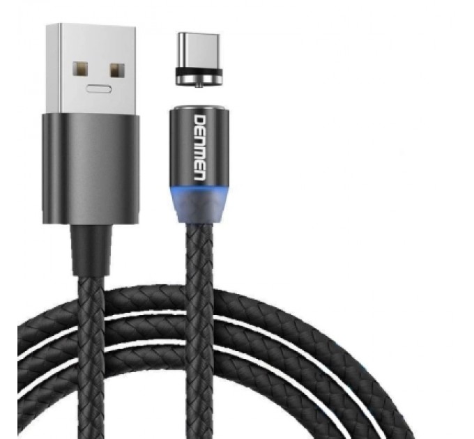 Дата кабель USB 2.0 AM to USB-C magnetic black Denmen (DN-D09T-BK)
